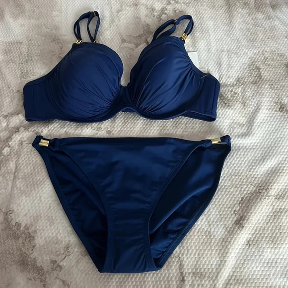 Bleu Rod Beattie Shirred Underwire Bikini Top Size 36D Bottom Size 6 - Picture 11 of 14